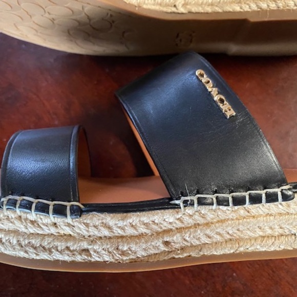 Coach black leather espadrille. slides - Picture 10 of 12